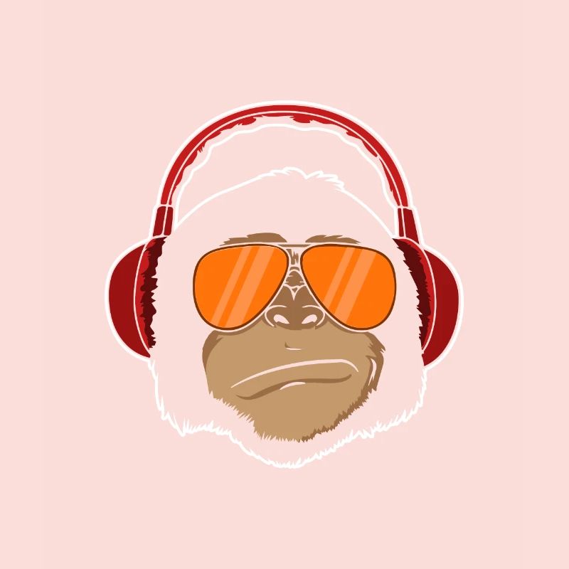 Affe mit Kopfhörer Silent Party Geschenk