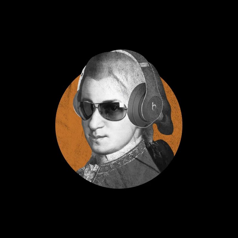 Mozart mit Kopfhörer Silent Disco Geschenk