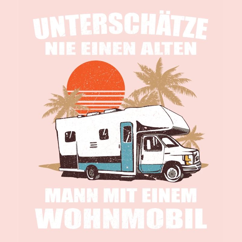 Alter Mann mit Wohnmobil Wohnwagen Camping Camper