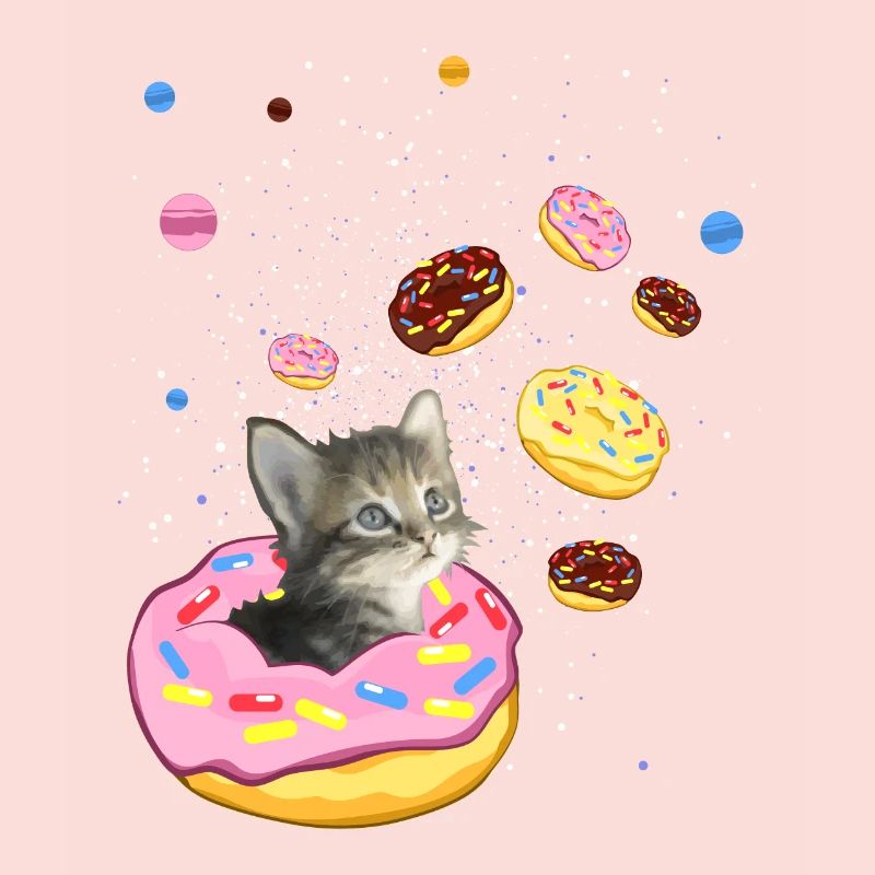 Chat mignon à l'intérieur de Donut dans l'espace