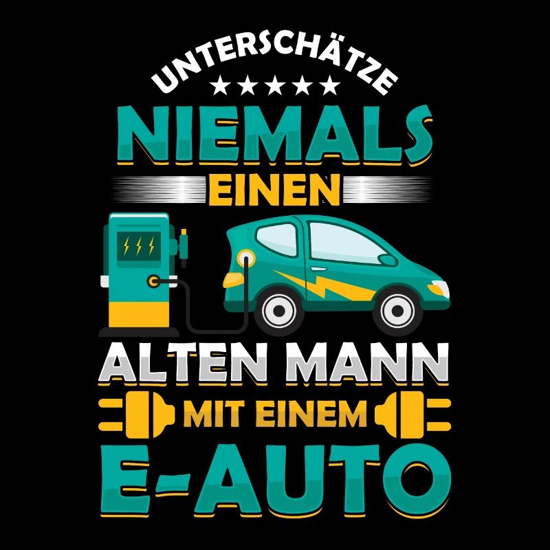 Alter Mann E-Auto Elektroautofahrer Rente Geschenk
