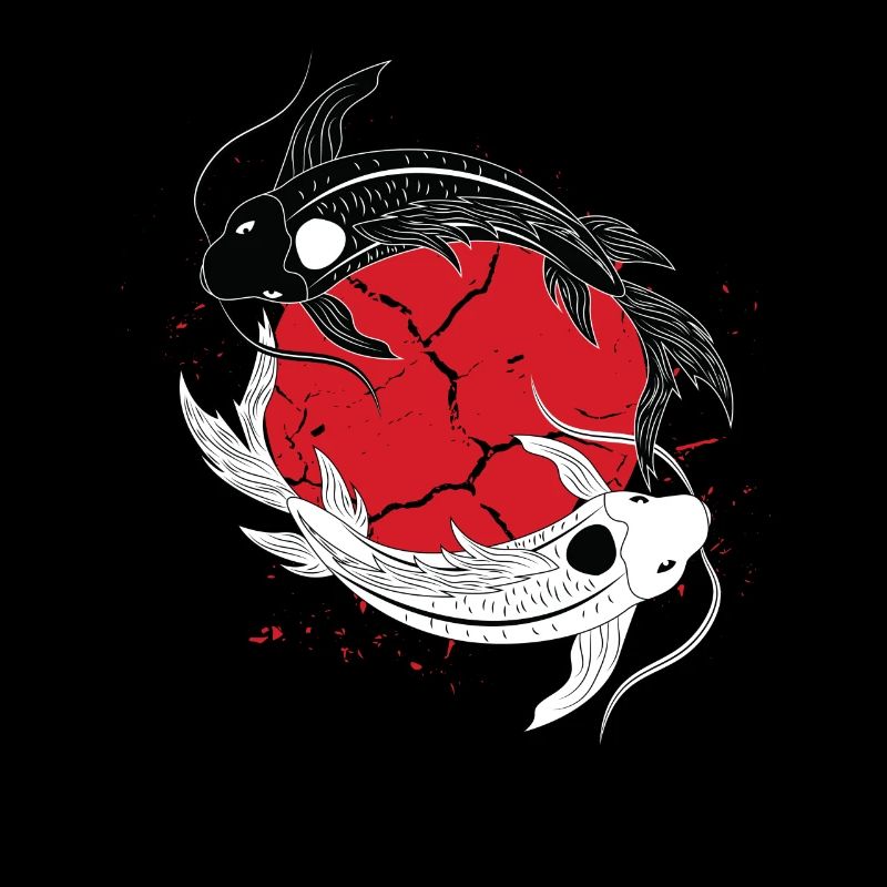 Koi Fisch Ying Yang Für Papa Oder Mama