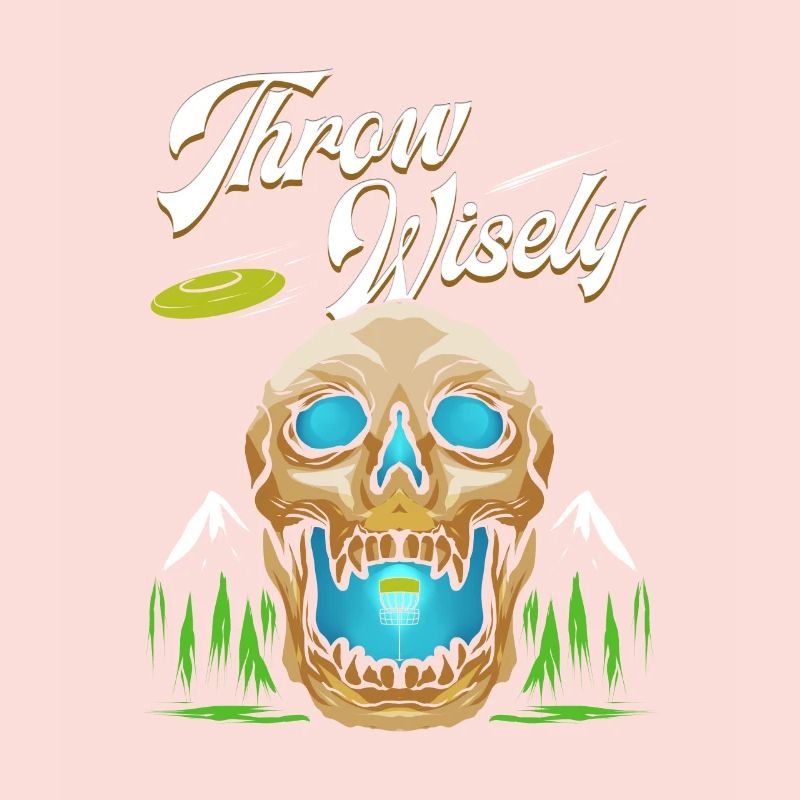 Jeter avec sagesse - Cadeau de conception de crâne de disque de golf