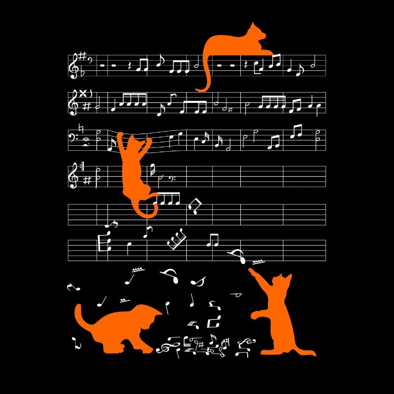 Note de musique de chat mignon notes orange musicien