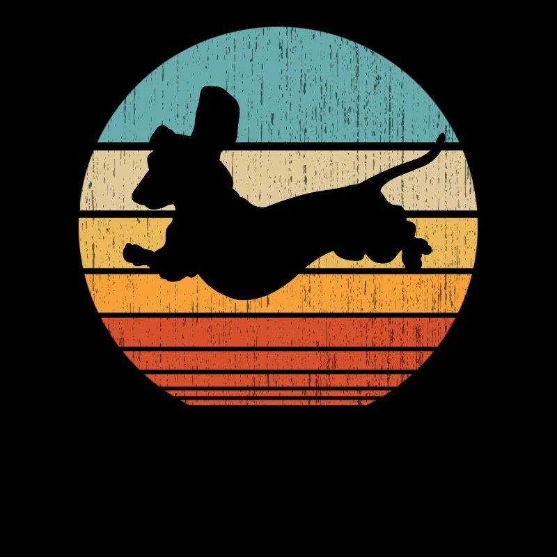 Retro Dackel Dackelhund Hund Silhouette Geschenk