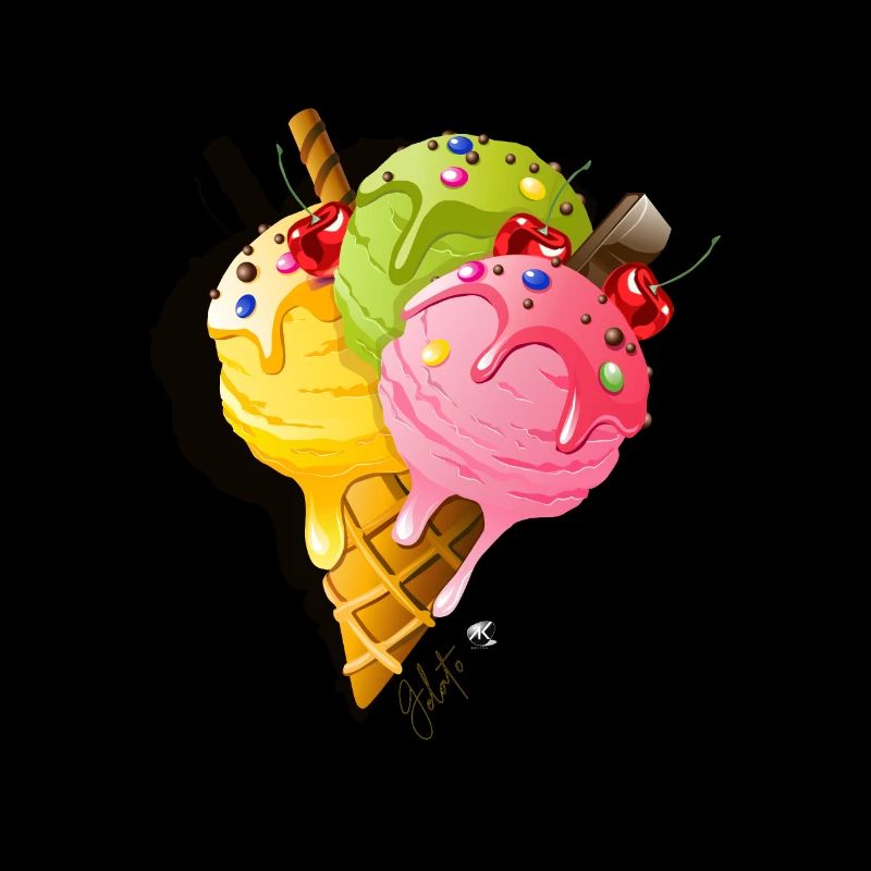 Mehrfarbige Eiscreme im Waffel Cornet Abbildung