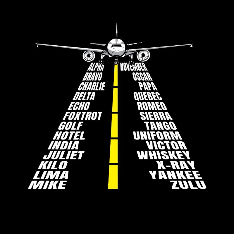 Phonetische Alphabet Flugzeug Pilot Aviator Flugzeug