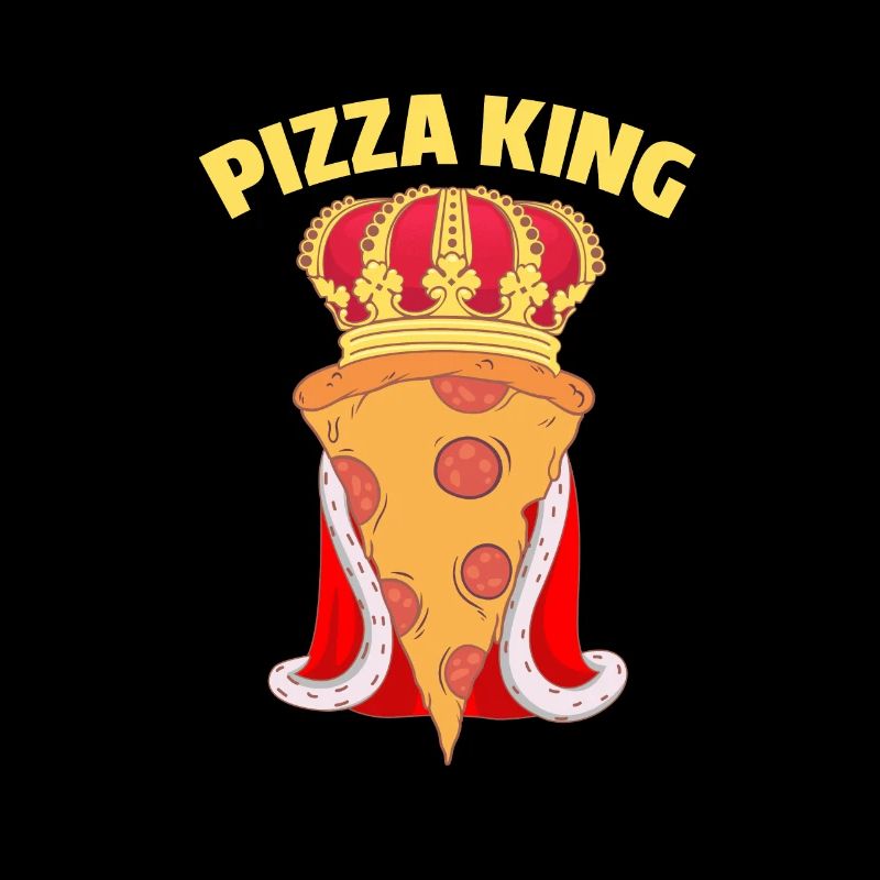Pizza King. Pizza with crown and cape.