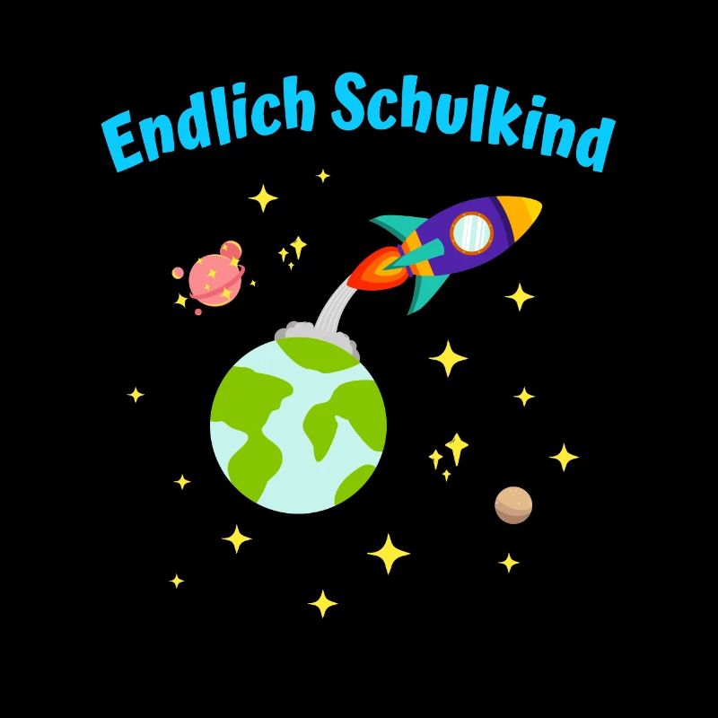 Endlich Schulkind Rakete Einschulung Kinder