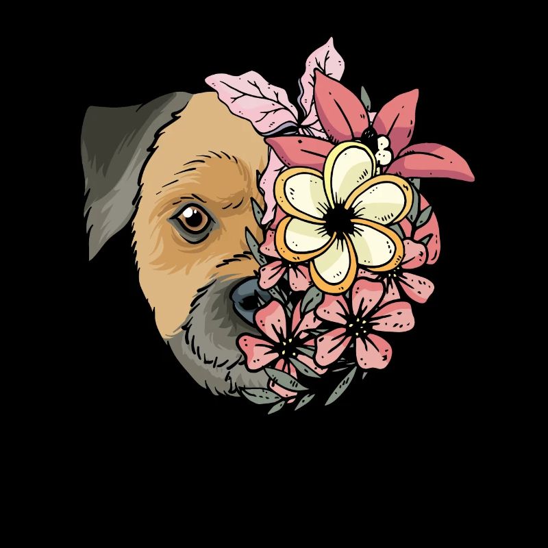 Border Terrier mit Blumen