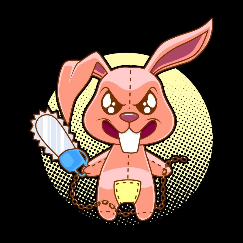 Zombie Lapin avec la tronçonneuse cadeau lapin