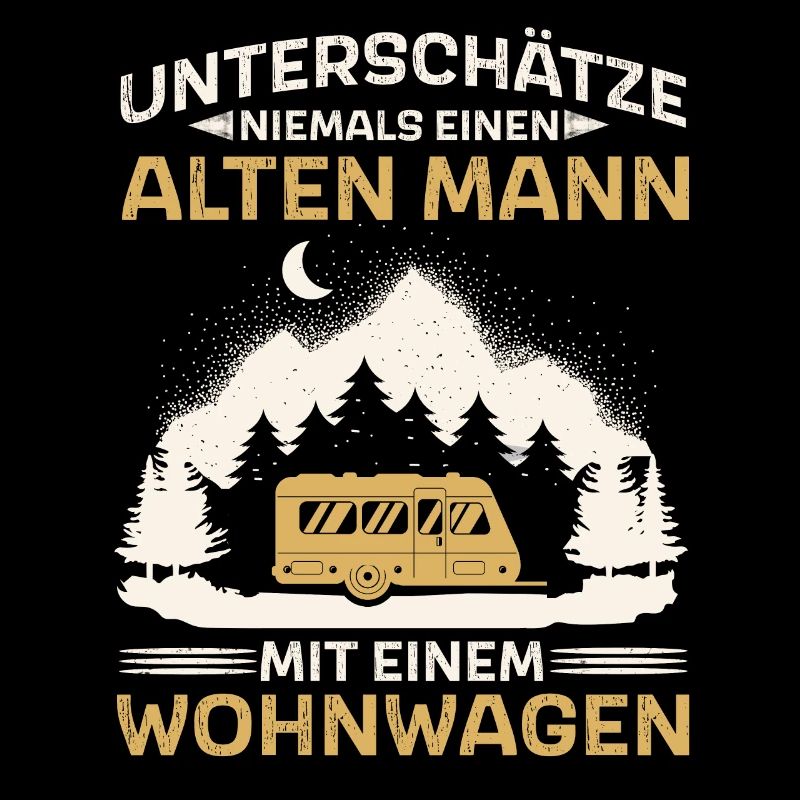 Alter Mann Camping Camper mit Wohnwagen