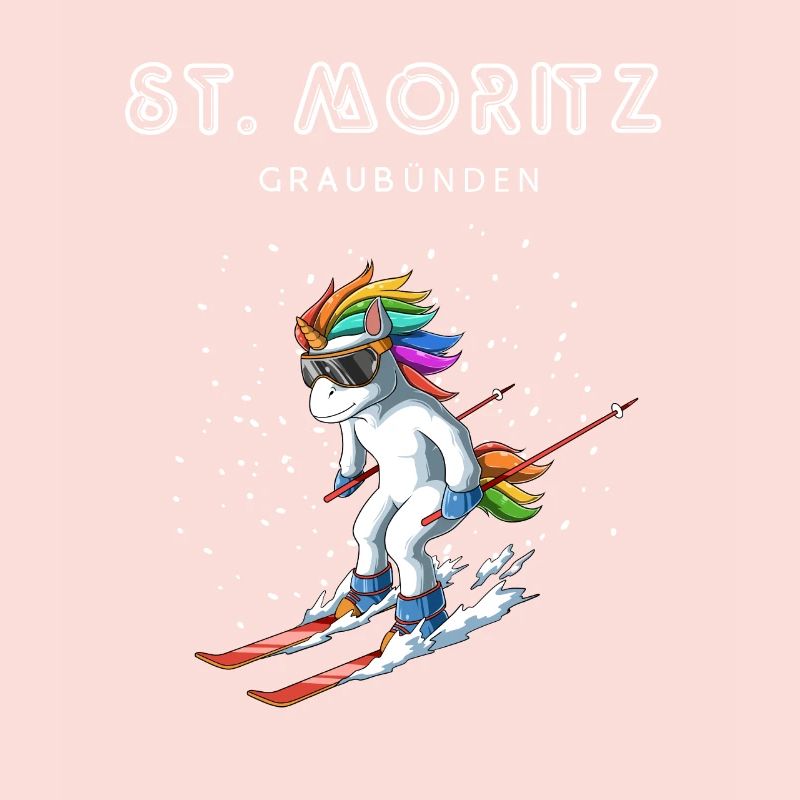 Sankt Moritz Graubünden Schweiz Retro Ski Einhorn