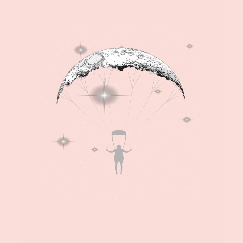 Paraglider Moon Space Paragliding Cresent Moon
