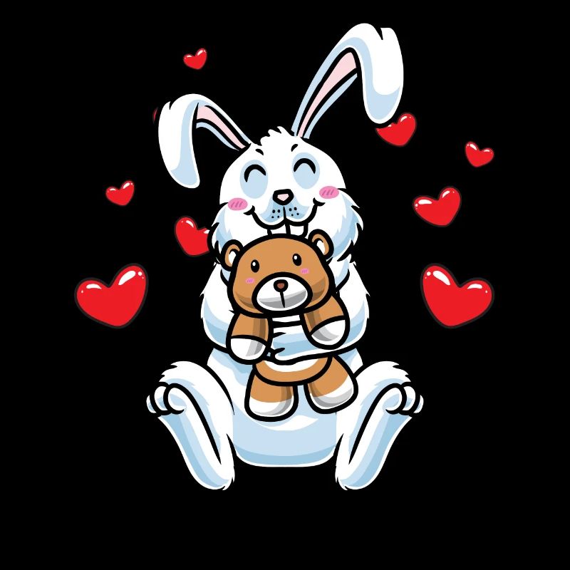 Kawaii Rabbit Cuddly Toy Hearts Carnickel Rabbit