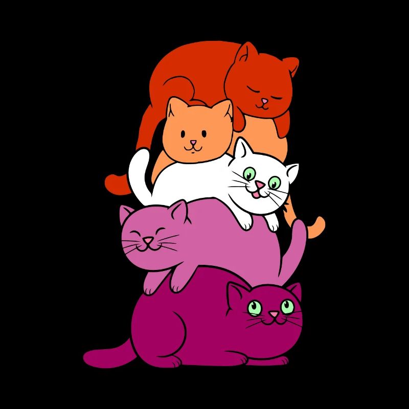 Lesbian Katze Katzen Stapel