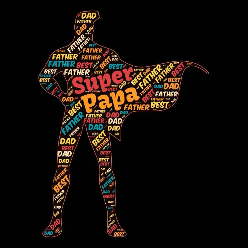 Super Papa Vatertag Held Papa Word Cloud Kunst