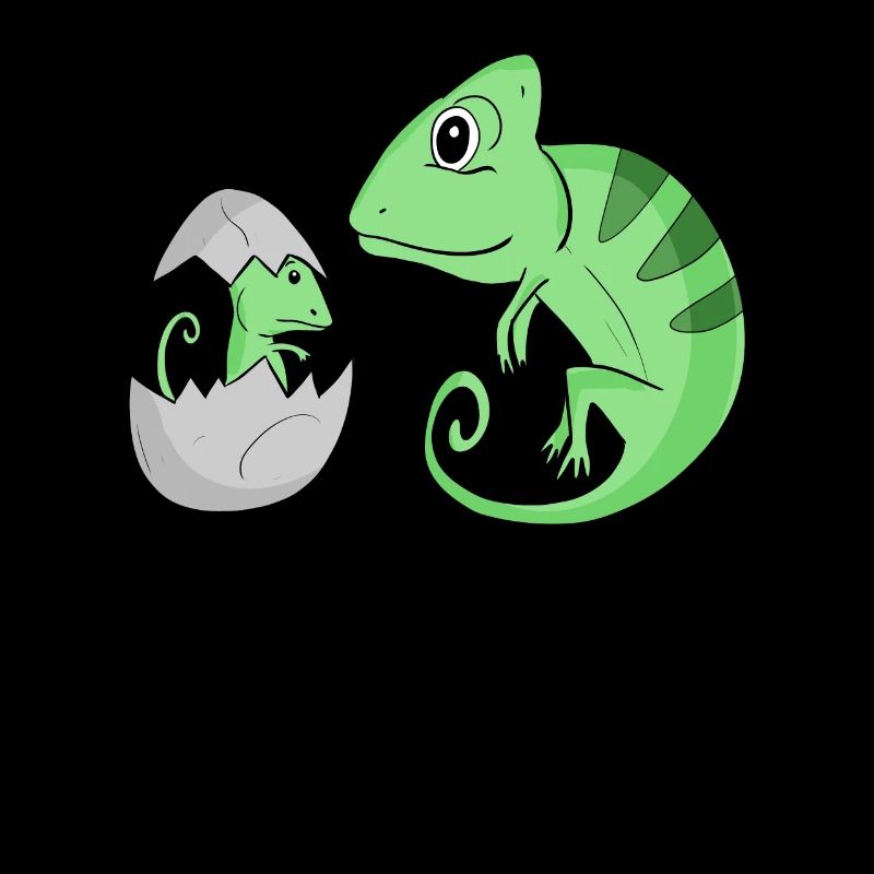 Chameleon with baby chameleon