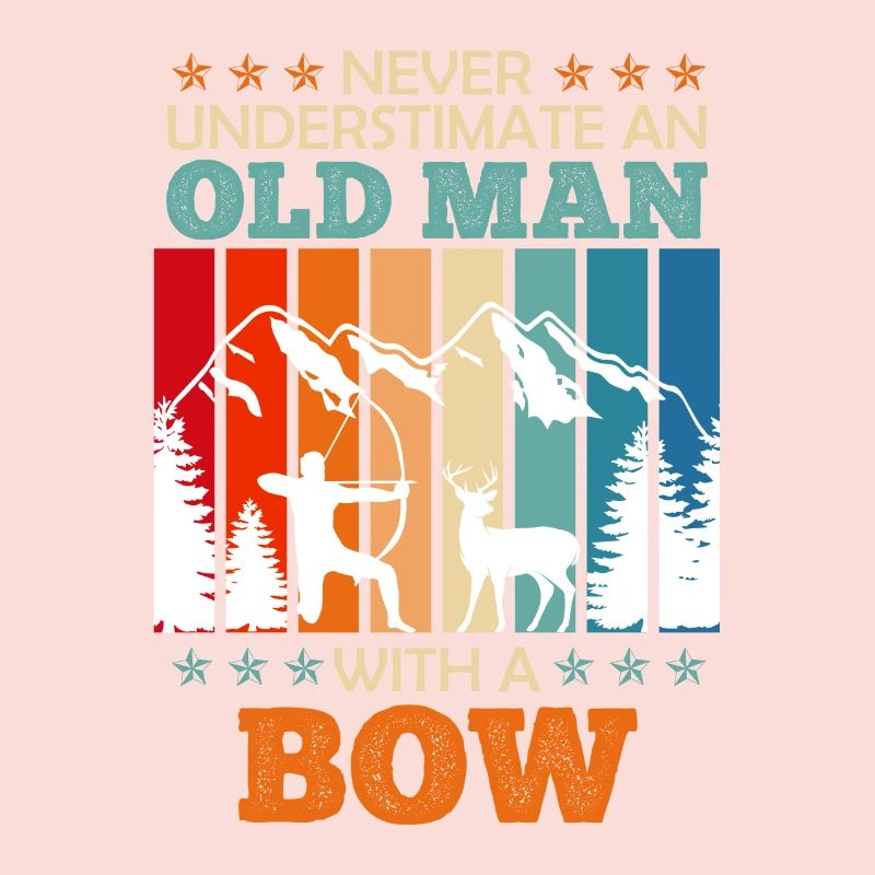 Alter Mann mit Bogen Langbogen Bogenschütze