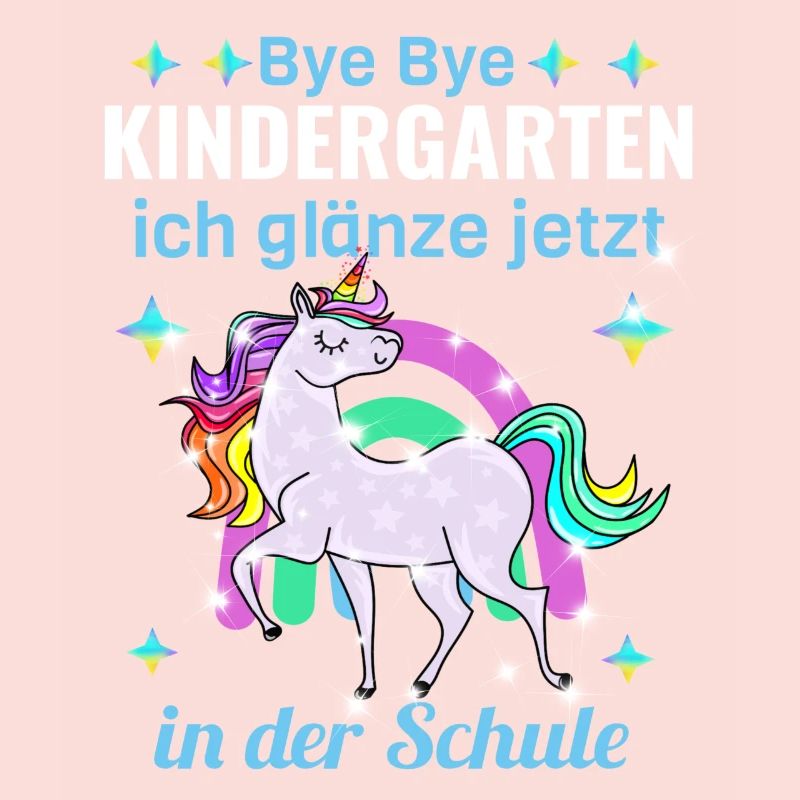 Bye Bye Kindergarten Glitzer Einhorn Einschulung