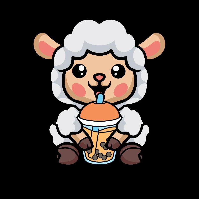 Bubble Milk Tea Sheep Drinking Boba Milk Tea
