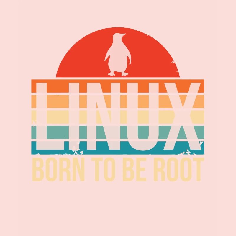 Linux né pour être Root Penguin Nerd Coding Geek