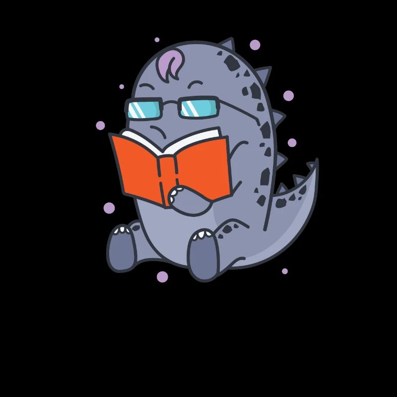 Dino liest ein Buch Dinosaurier Reptil