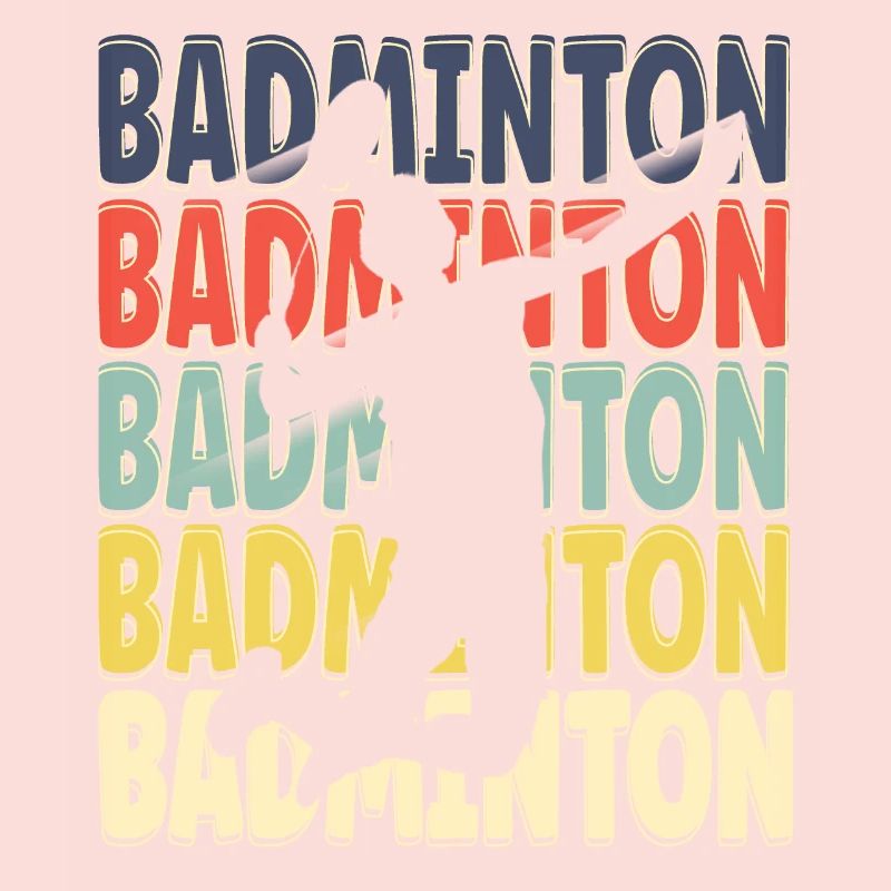 Cool Retro Text Silhouette Badminton