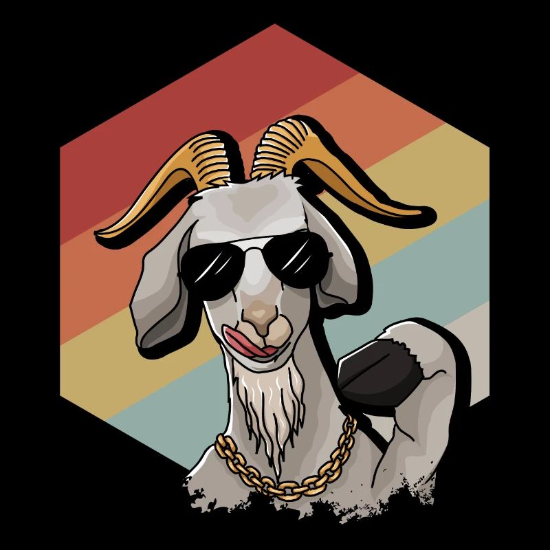 Cool retro goat with sunglasses