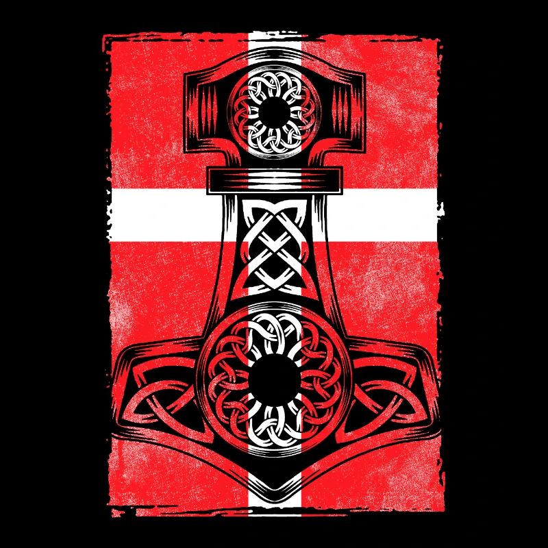 Drapeau du Danemark avec Mjölnir