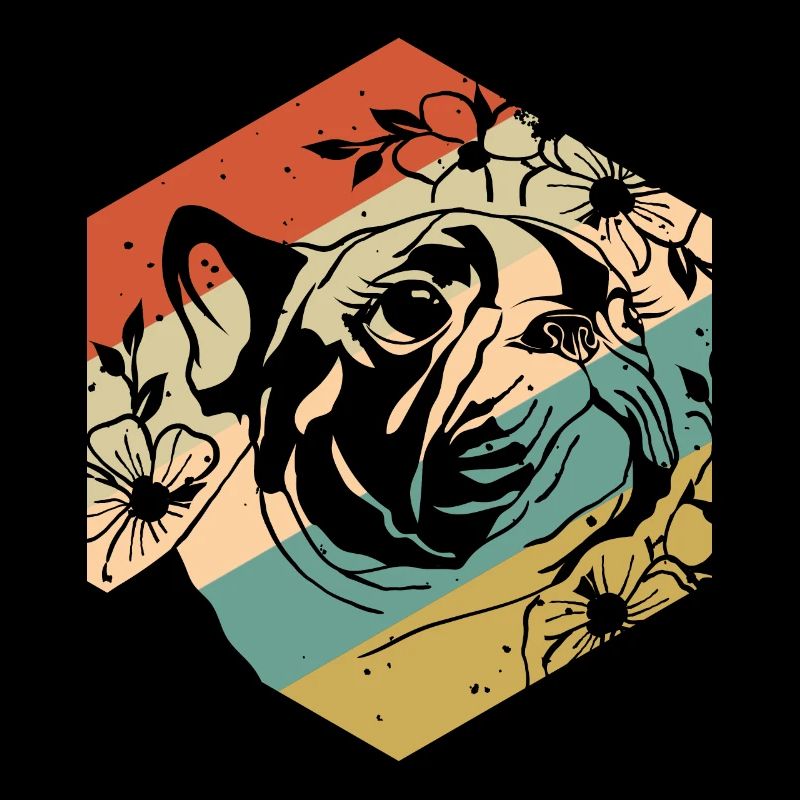 Retro Vintage Blumen Mops