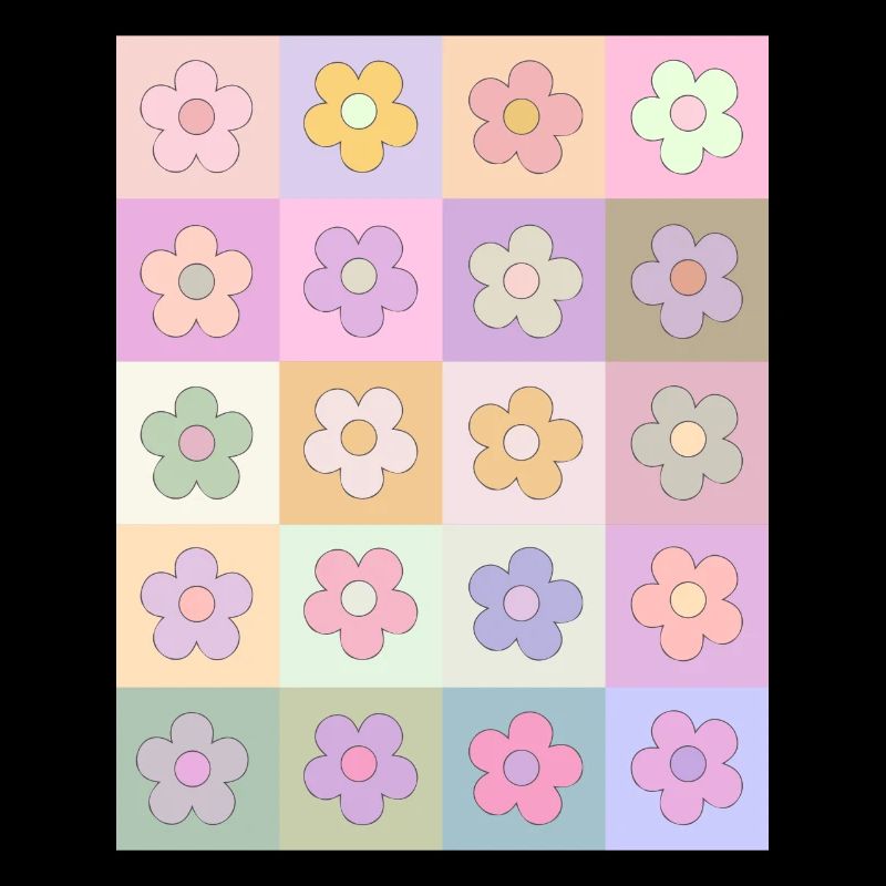 Danish Pastel Aesthetic Retro Flower Pattern