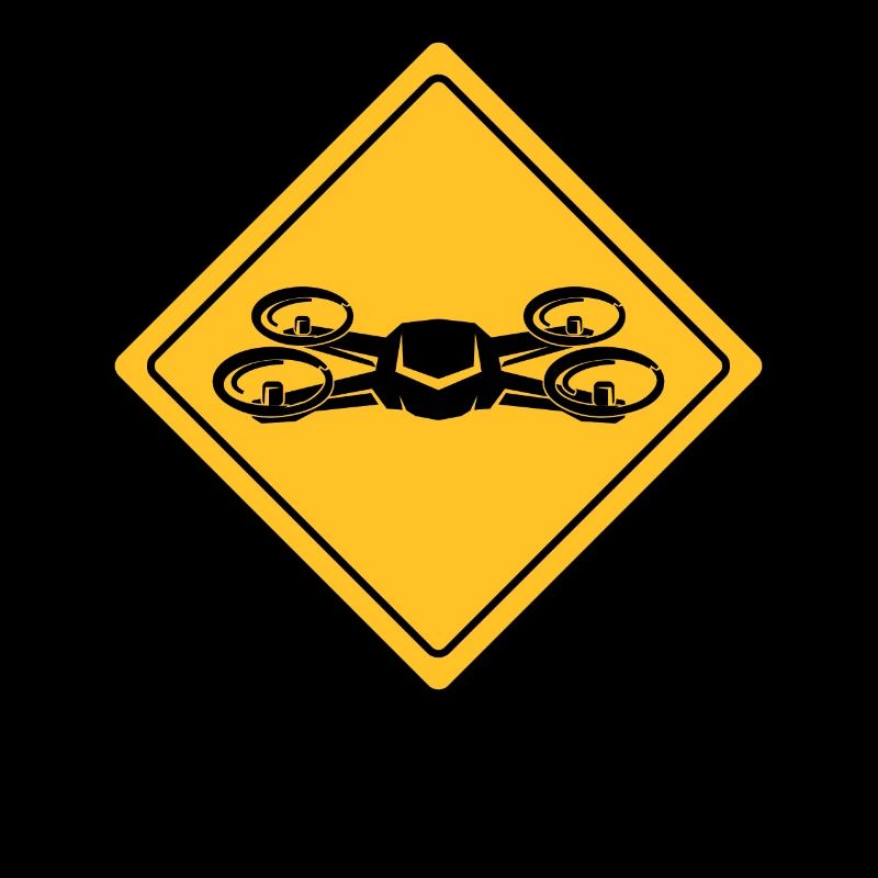 Drone with warning sign Drone flyer