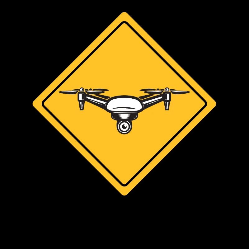 Drone with warning sign Drone flyer