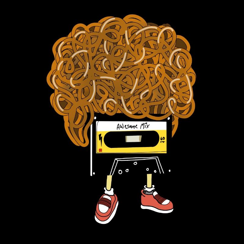 80s cassette design with Rasta curls