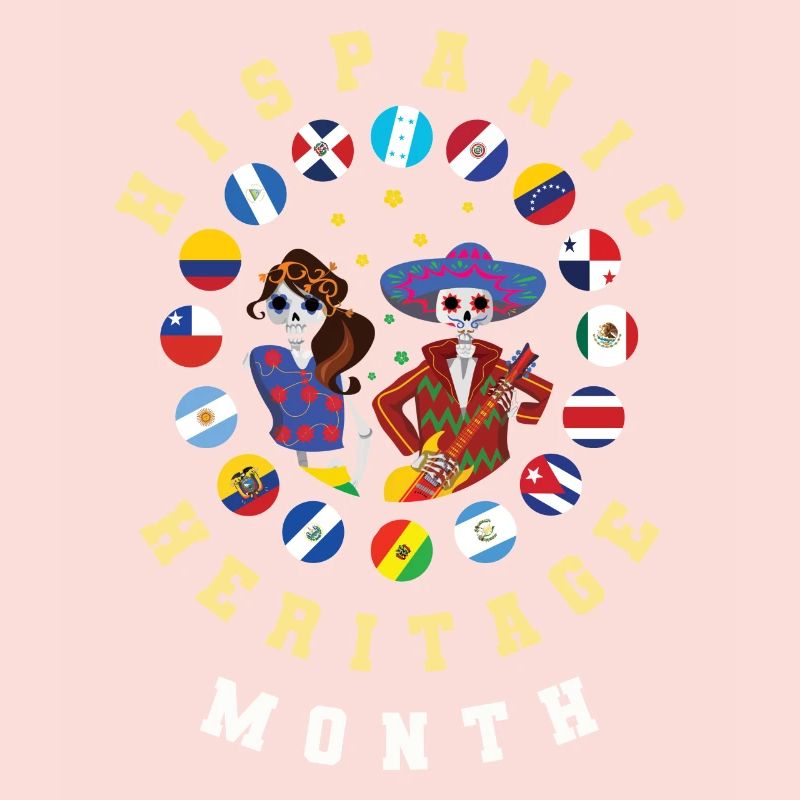 Bones Skeleton Flag Hispanic Heritage Month