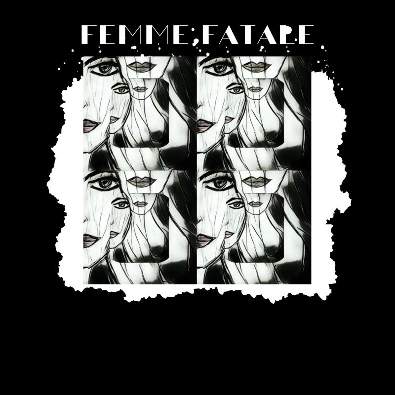 Femme fatale, ein Schwarz-Weiß-Gemälde