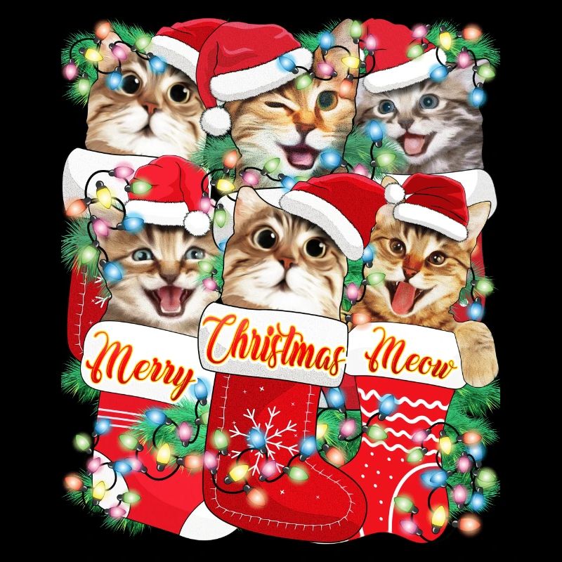 Miaou de Noël, drôle de chats mignons Conception de Noël