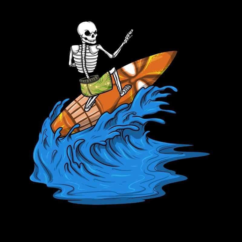 Surfer Riding Waves Surfin Skeleton Surfing