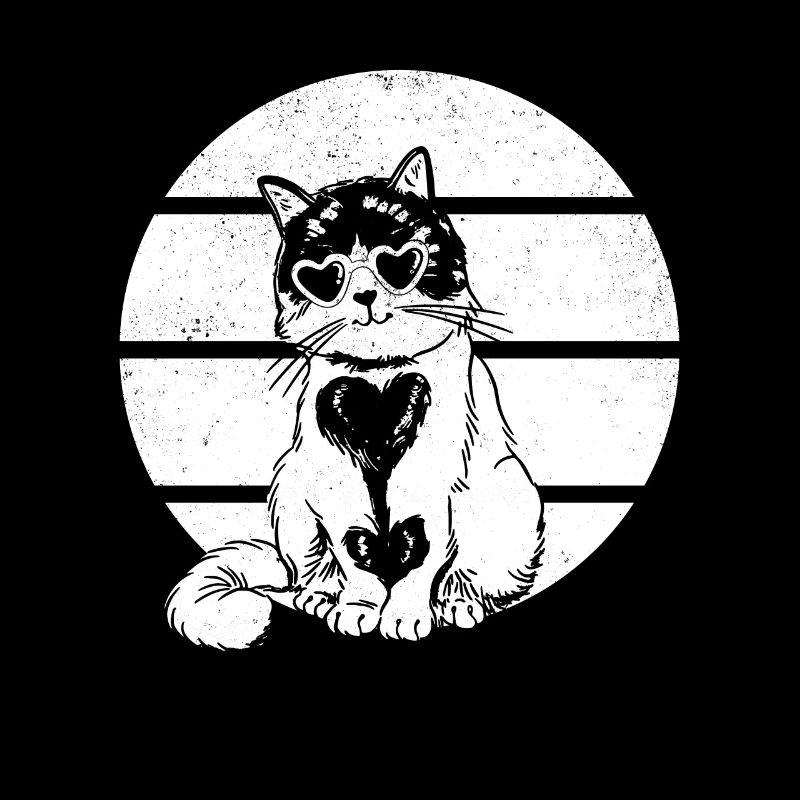Cat Lovers Retro Sunset Cat Sun