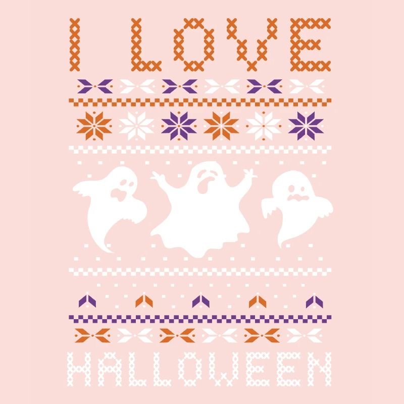 Stitch Pattern Ghost Creatures Love Halloween
