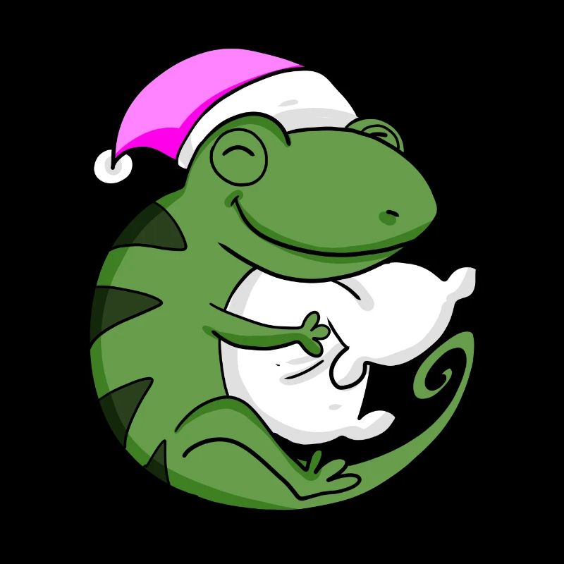 Caméléon avec oreiller et bonnet de couchage
