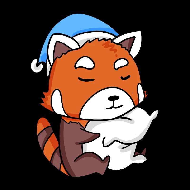 panda roux avec oreiller et bonnet de couchage