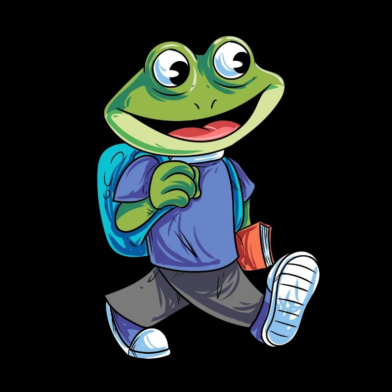Frog on its way to school