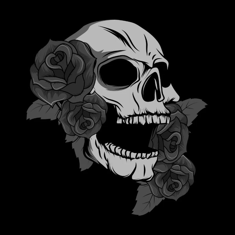 Skull Skull Black Roses Goth Gothic