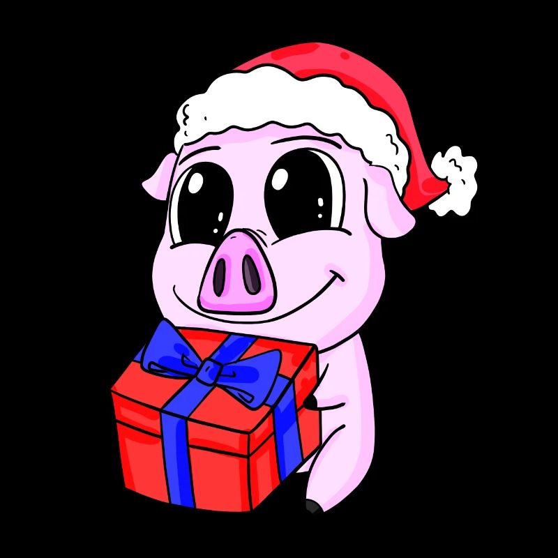 Cochon mignon avec cadeau - Noël