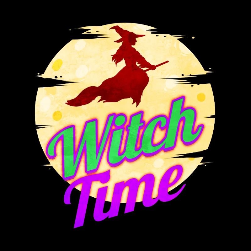 Witch Flying By The Moon Witch Time Halloween