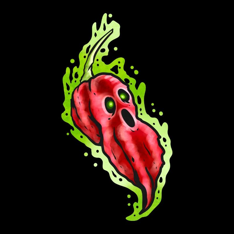 Effrayant Hot Ghost Pepper avec visage Halloween
