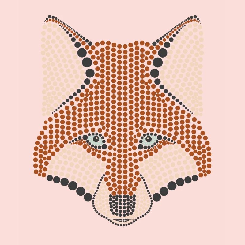 Conception d'animal de la forêt de renard parsemée de tête d'animal