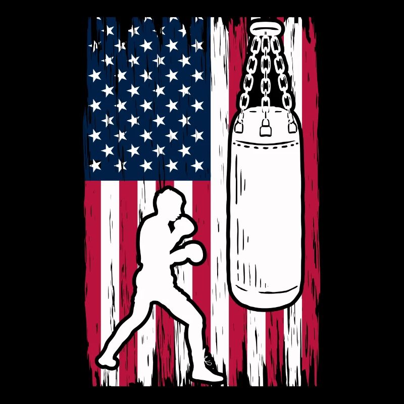 Boxe Drapeau Américain Boxe Combattant - Arts Martiaux